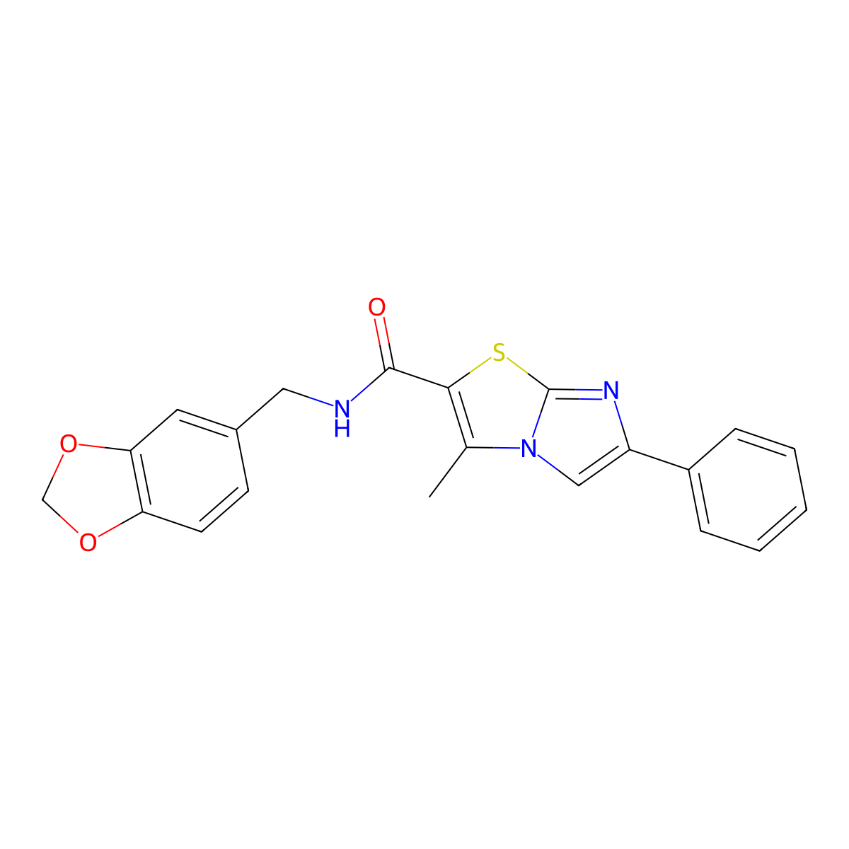 N-(1,3-benzodioxol-5-ylmethyl)-3-methyl-6-phenylimidazo[2,1-b][1,3]thiazole-2-carboxamide molecular structure, CAS 852133-35-8