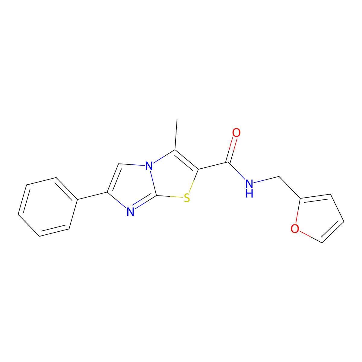 N-(furan-2-ylmethyl)-3-methyl-6-phenylimidazo[2,1-b]thiazole-2-carboxamide molecular structure, CAS 852133-39-2