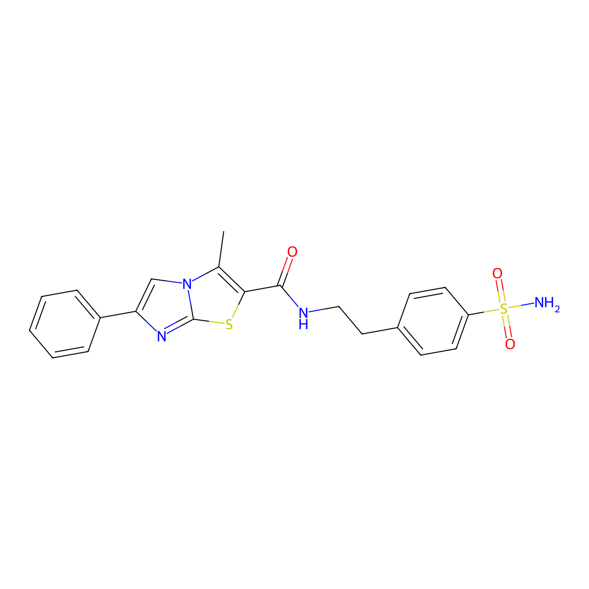 3-methyl-6-phenyl-N-[2-(4-sulfamoylphenyl)ethyl]imidazo[2,1-b][1,3]thiazole-2-carboxamide molecular structure, CAS 852133-40-5