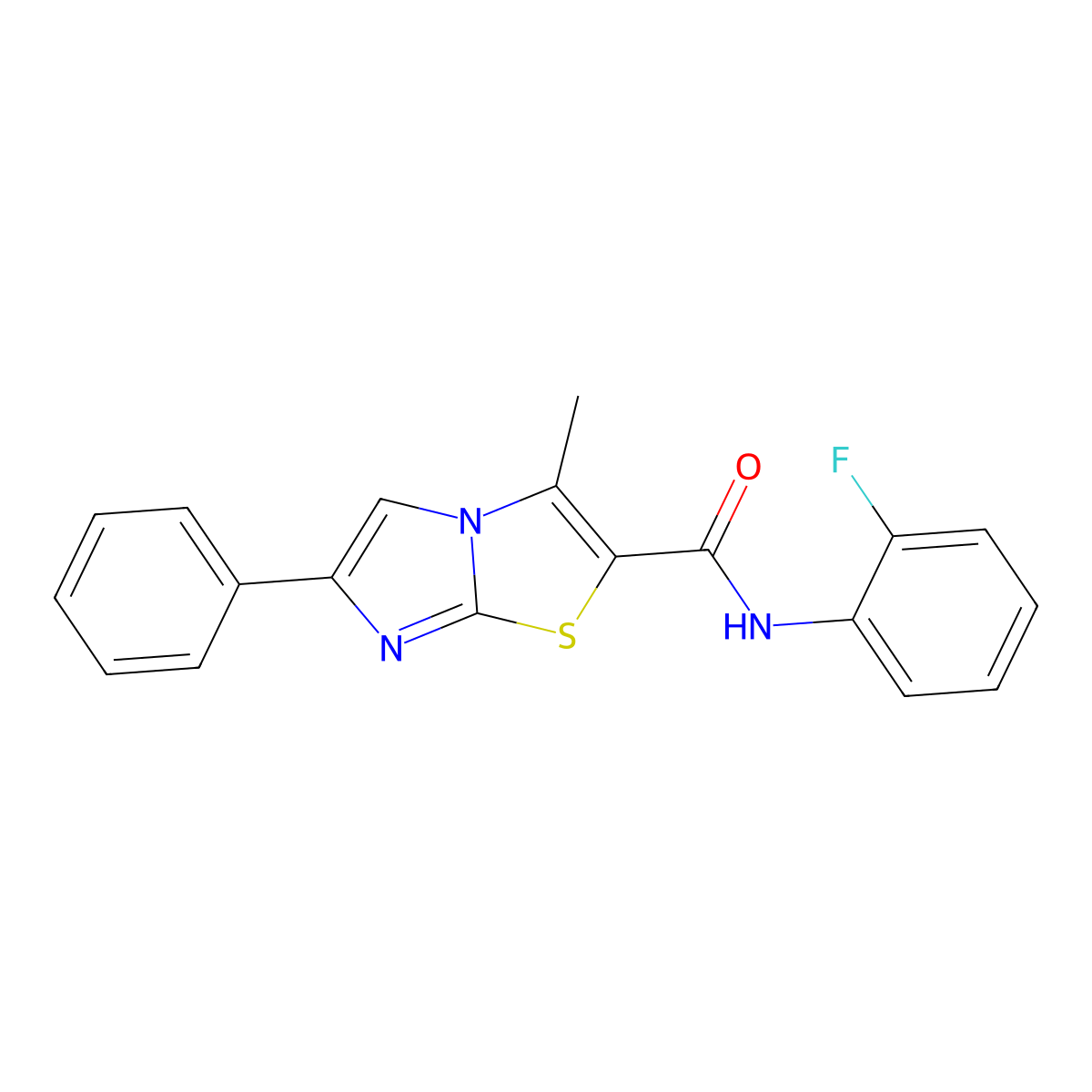 N-(2-fluorophenyl)-3-methyl-6-phenylimidazo[2,1-b]thiazole-2-carboxamide molecular structure, CAS 852133-44-9