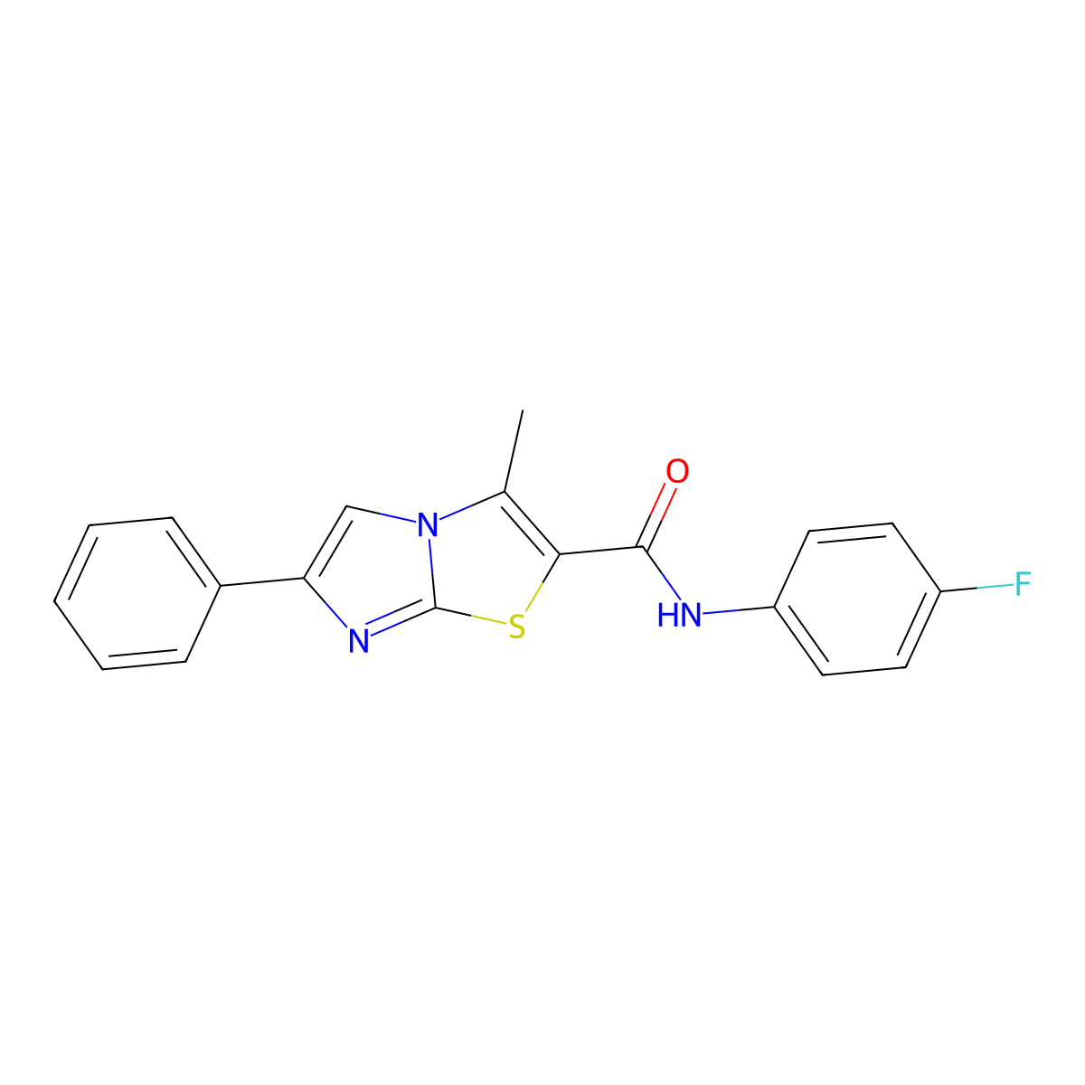 N-(4-fluorophenyl)-3-methyl-6-phenylimidazo[2,1-b]thiazole-2-carboxamide molecular structure, CAS 852133-45-0