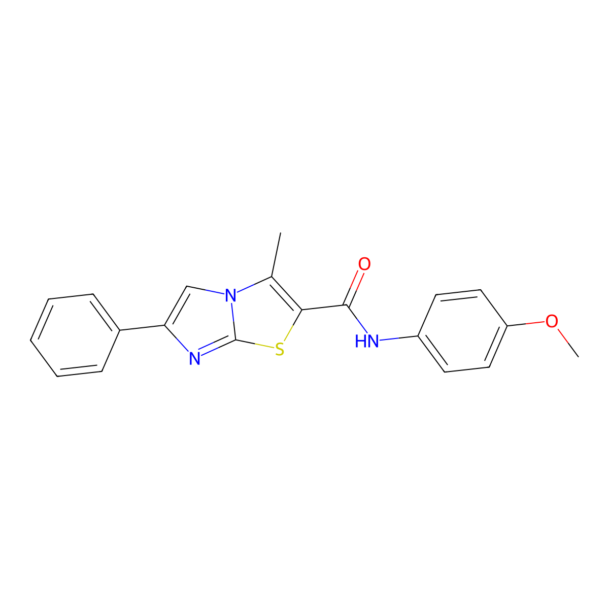 N-(4-methoxyphenyl)-3-methyl-6-phenylimidazo[2,1-b][1,3]thiazole-2-carboxamide molecular structure, CAS 852133-50-7