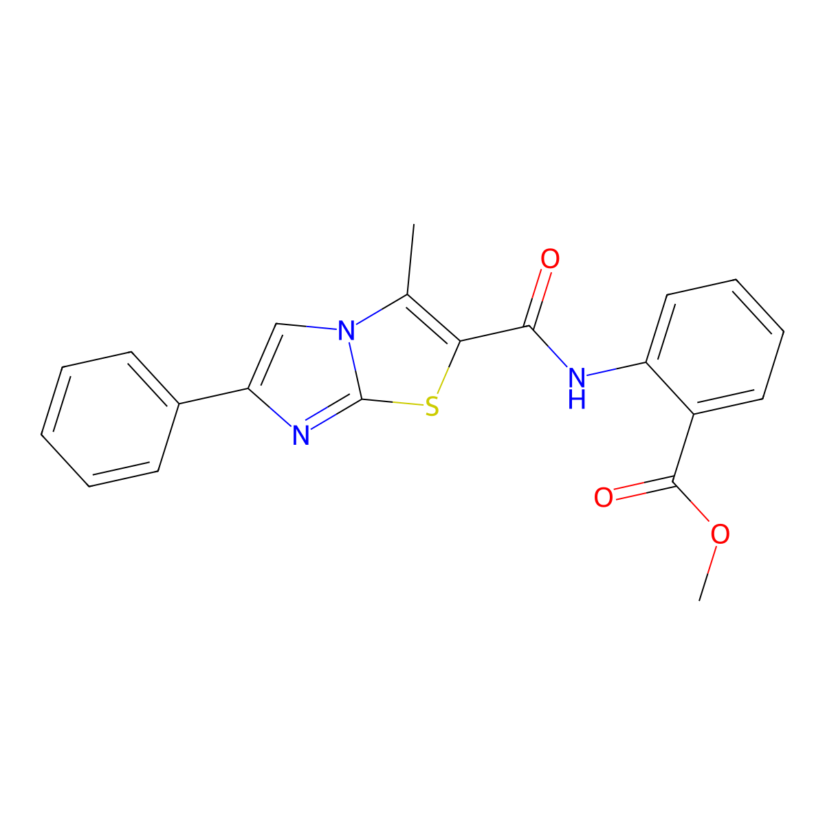 Methyl 2-(3-methyl-6-phenylimidazo[2,1-b]thiazole-2-carboxamido)benzoate molecular structure, CAS 852133-56-3