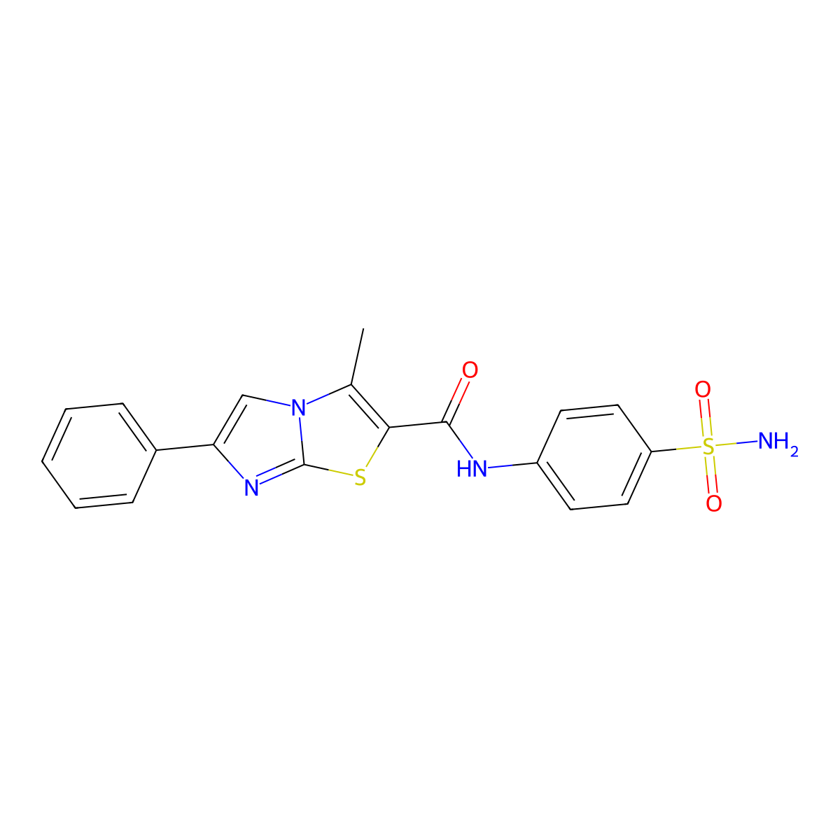 3-methyl-6-phenyl-N-(4-sulfamoylphenyl)imidazo[2,1-b][1,3]thiazole-2-carboxamide molecular structure, CAS 852133-57-4