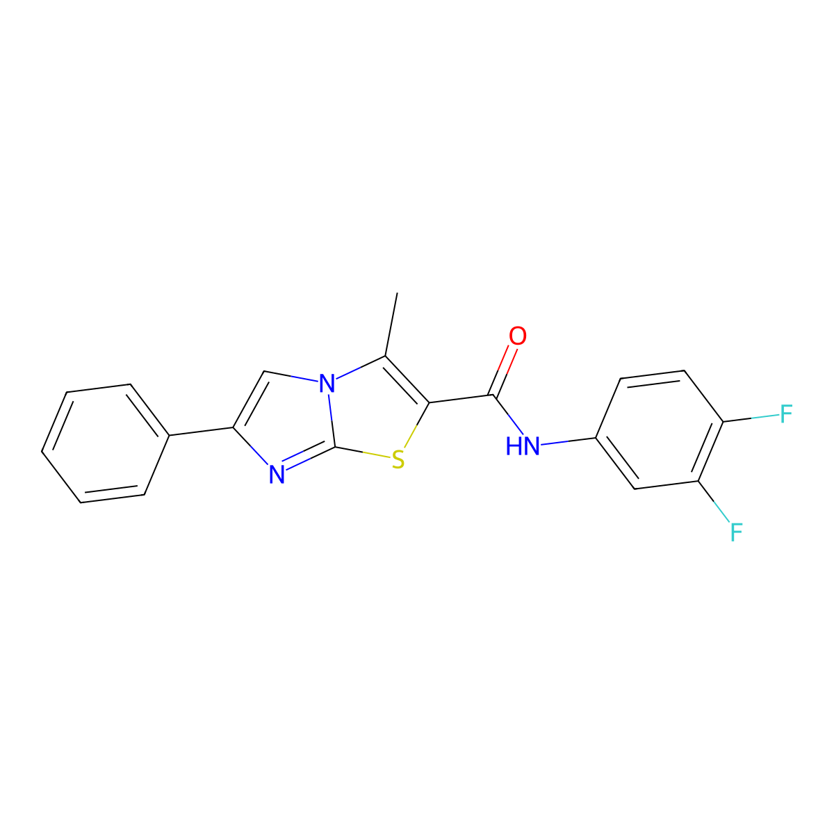 N-(3,4-difluorophenyl)-3-methyl-6-phenylimidazo[2,1-b][1,3]thiazole-2-carboxamide molecular structure, CAS 852133-59-6