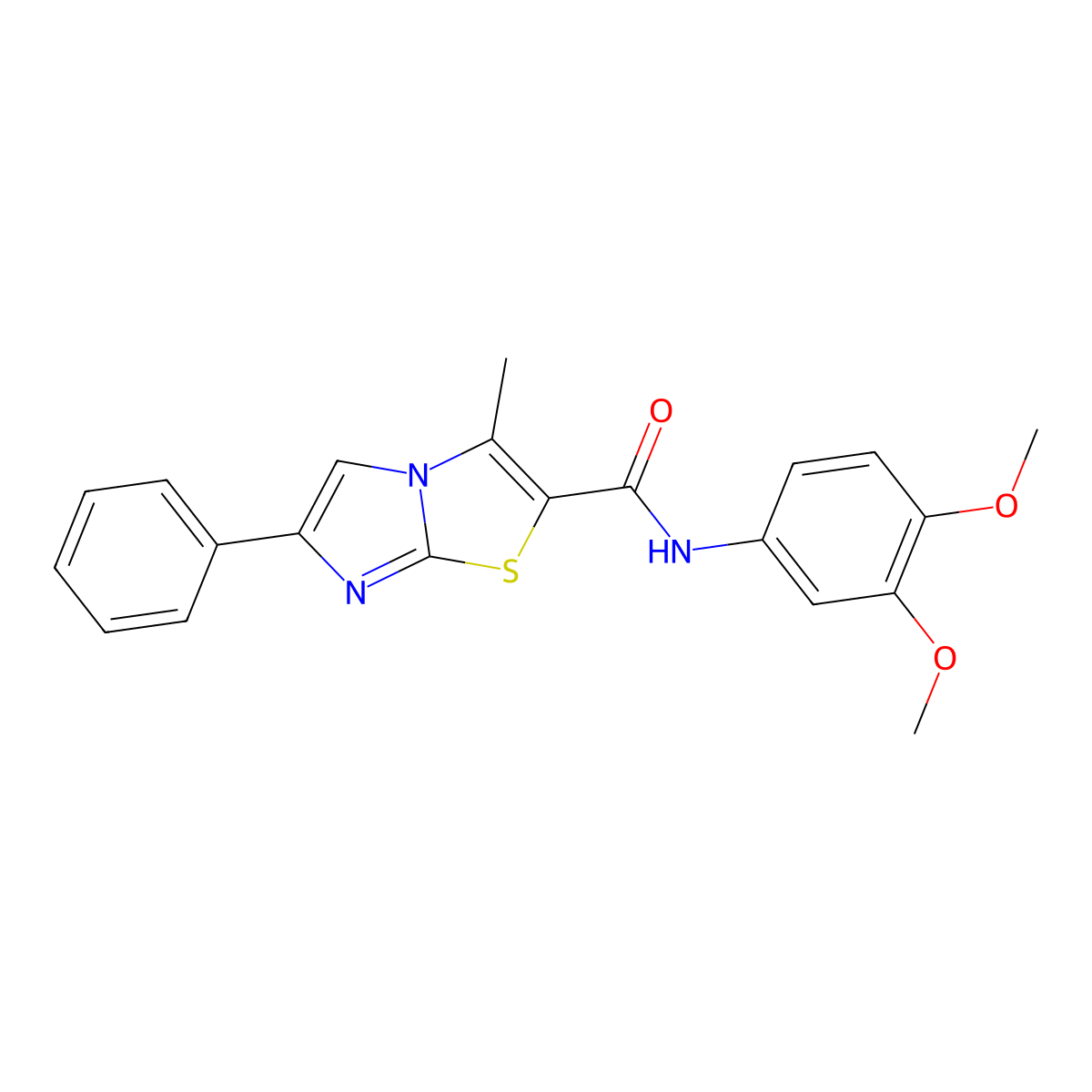 N-(3,4-dimethoxyphenyl)-3-methyl-6-phenylimidazo[2,1-b][1,3]thiazole-2-carboxamide molecular structure, CAS 852133-60-9