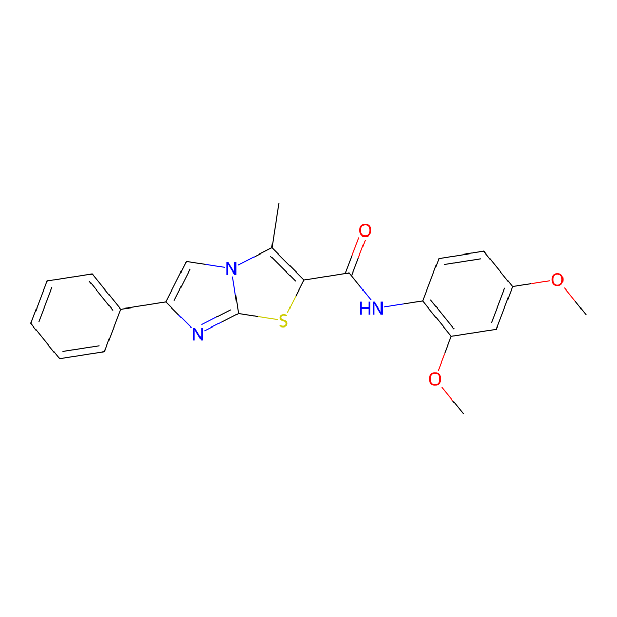N-(2,4-dimethoxyphenyl)-3-methyl-6-phenylimidazo[2,1-b][1,3]thiazole-2-carboxamide molecular structure, CAS 852133-61-0