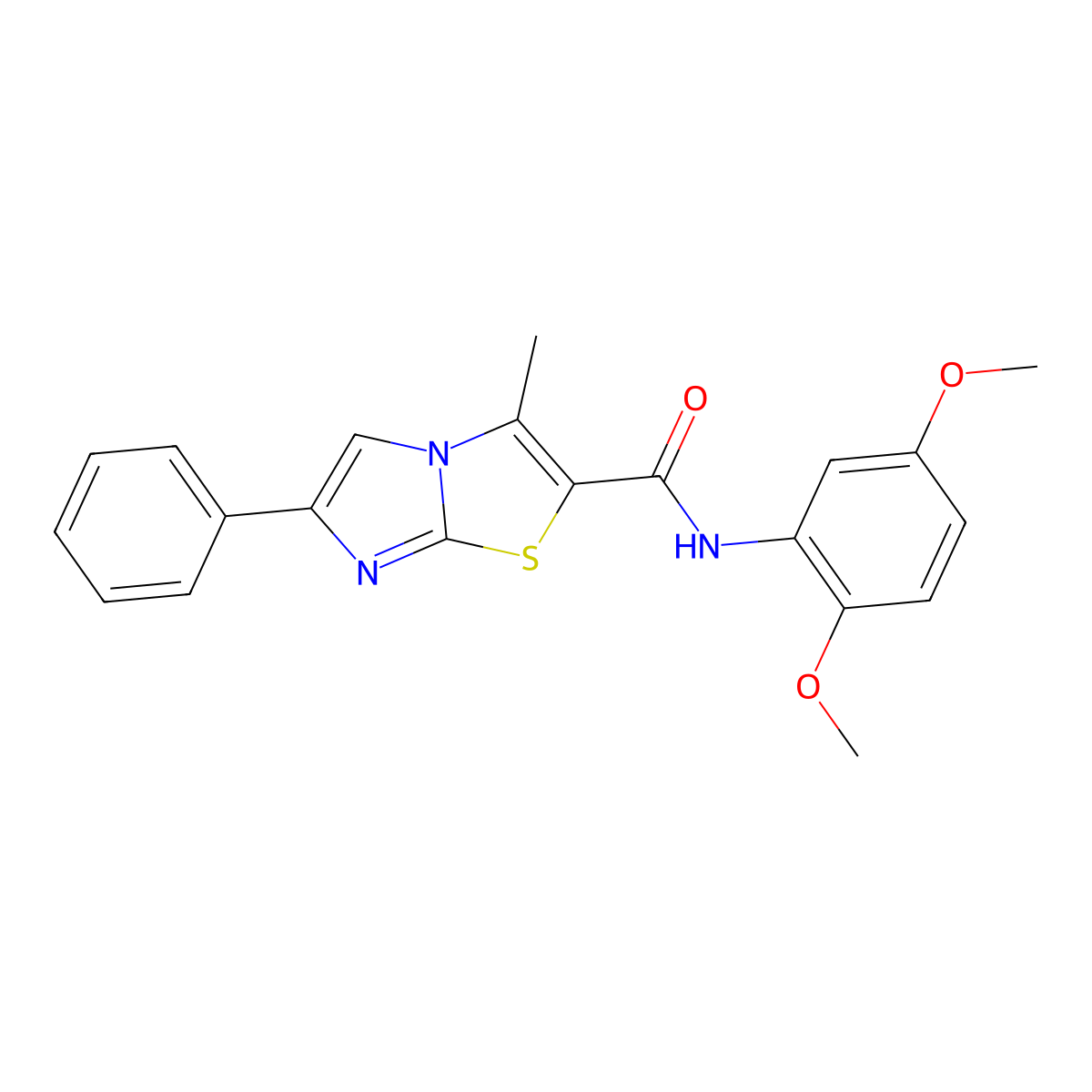 N-(2,5-dimethoxyphenyl)-3-methyl-6-phenylimidazo[2,1-b][1,3]thiazole-2-carboxamide molecular structure, CAS 852133-62-1