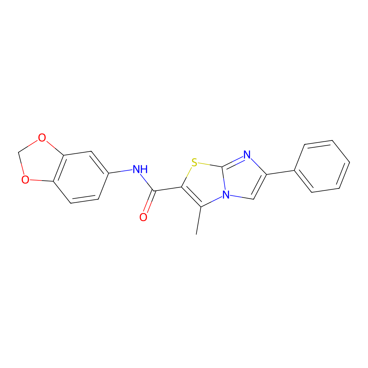 N-(1,3-benzodioxol-5-yl)-3-methyl-6-phenyl-2-imidazo[2,1-b]thiazolecarboxamide molecular structure, CAS 852133-63-2