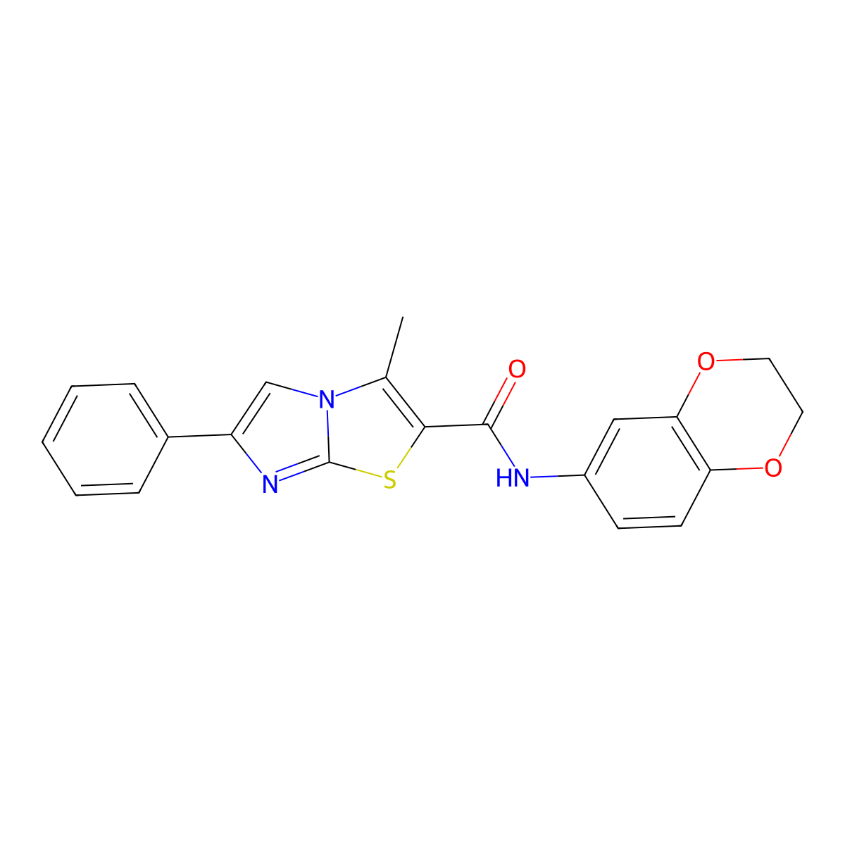 N-(2,3-dihydro-1,4-benzodioxin-6-yl)-3-methyl-6-phenylimidazo[2,1-b][1,3]thiazole-2-carboxamide molecular structure, CAS 852133-64-3
