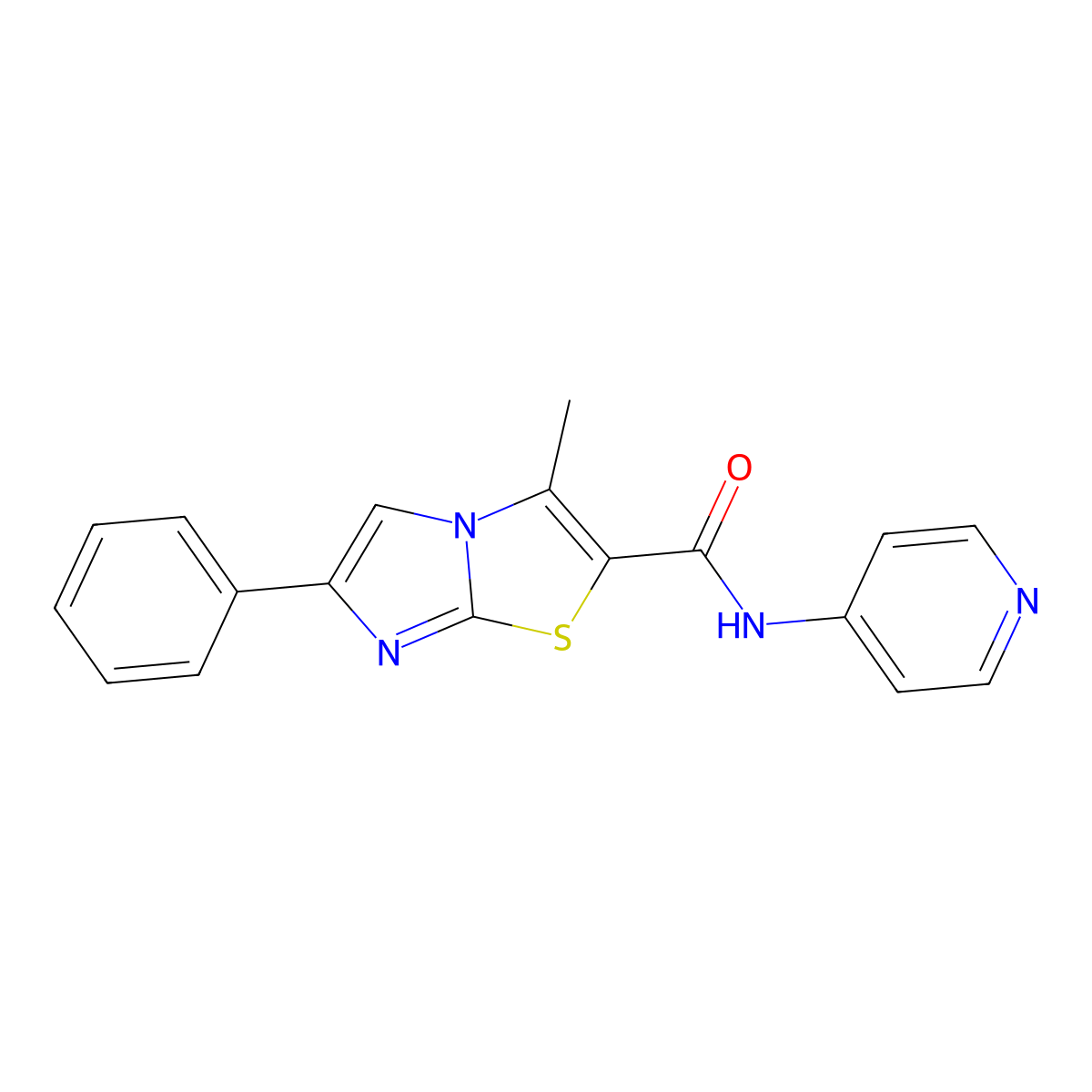 3-methyl-6-phenyl-N-(pyridin-4-yl)imidazo[2,1-b]thiazole-2-carboxamide molecular structure, CAS 852133-65-4