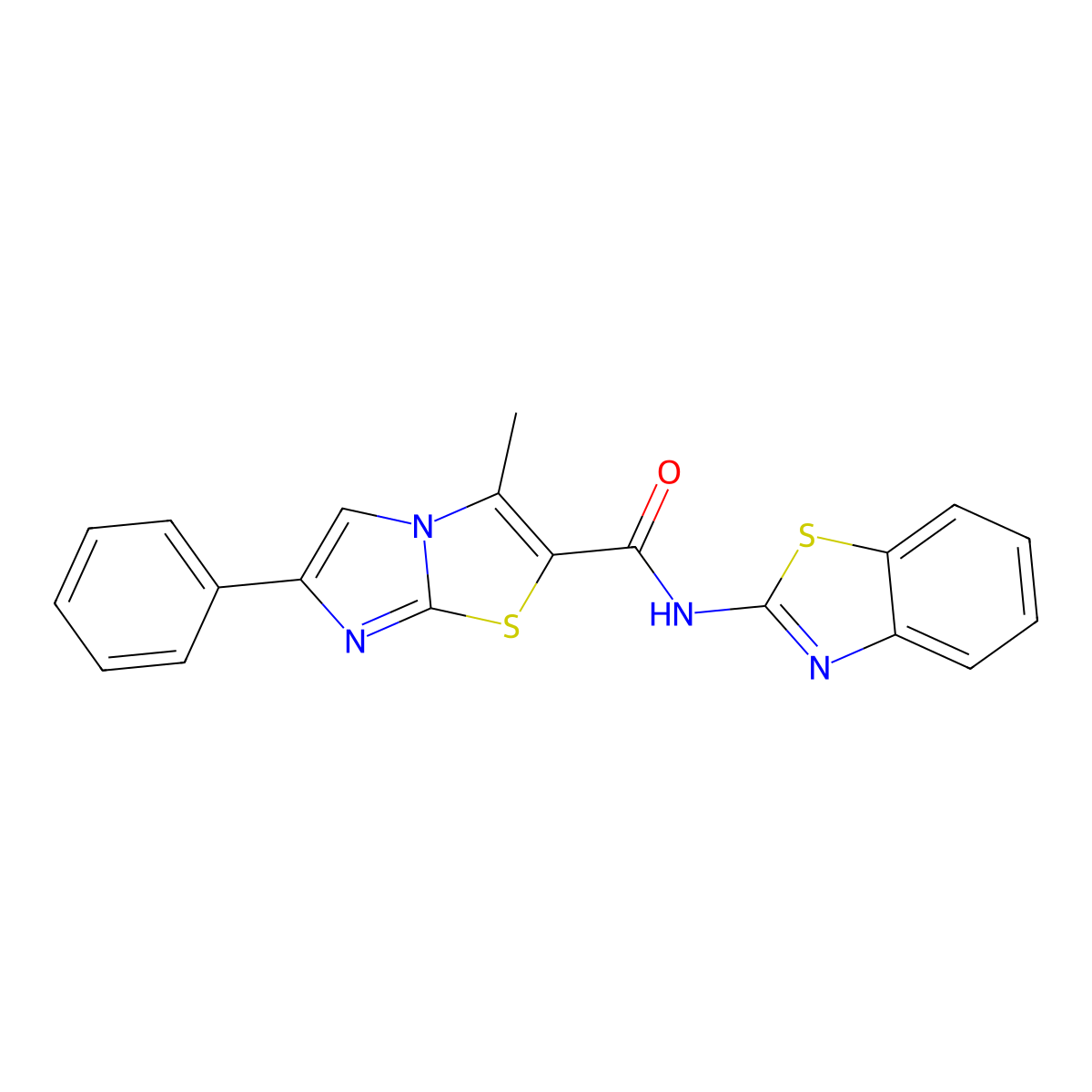 N-(1,3-benzothiazol-2-yl)-3-methyl-6-phenylimidazo[2,1-b][1,3]thiazole-2-carboxamide molecular structure, CAS 852133-67-6