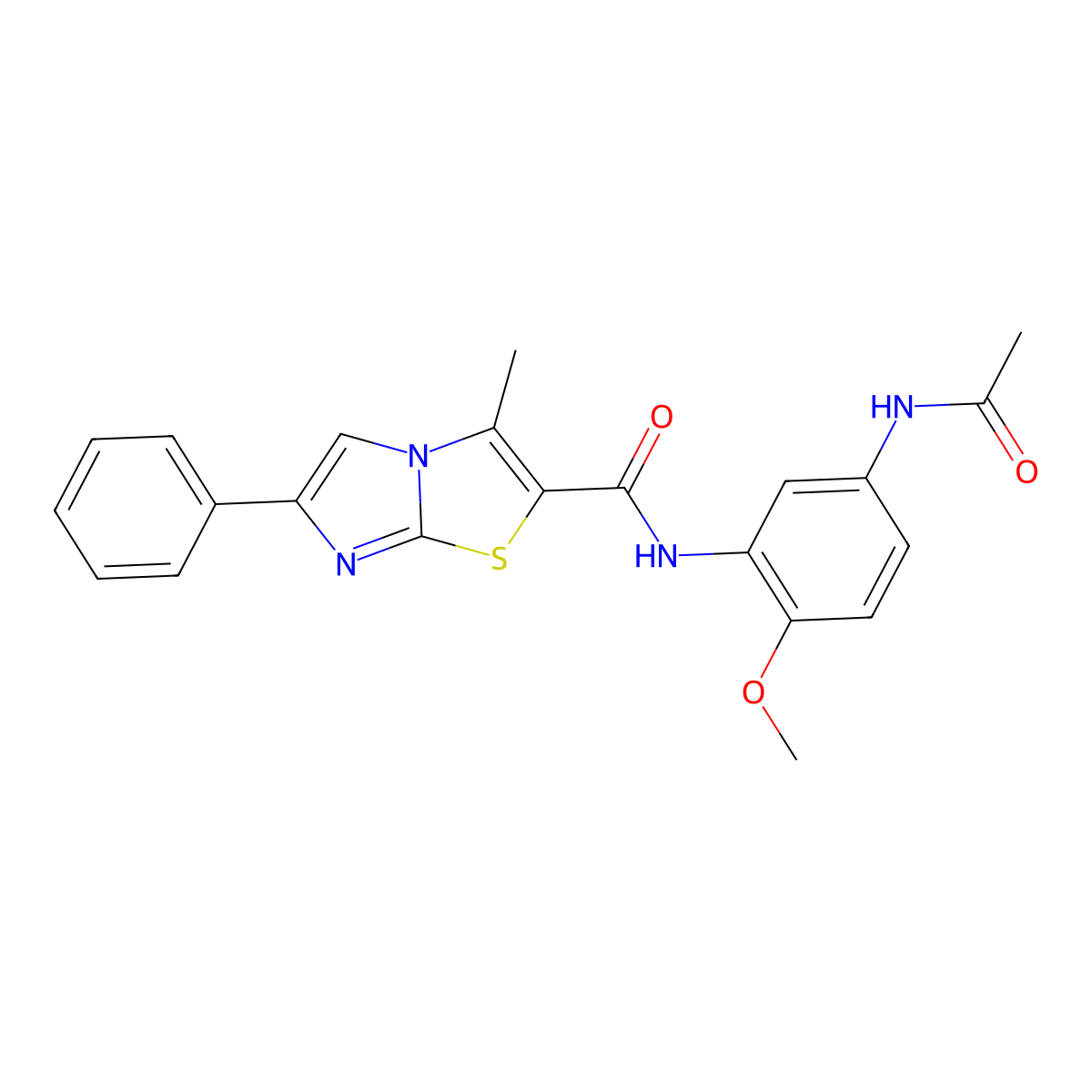 N-(5-acetamido-2-methoxyphenyl)-3-methyl-6-phenylimidazo[2,1-b]thiazole-2-carboxamide molecular structure, CAS 852133-72-3