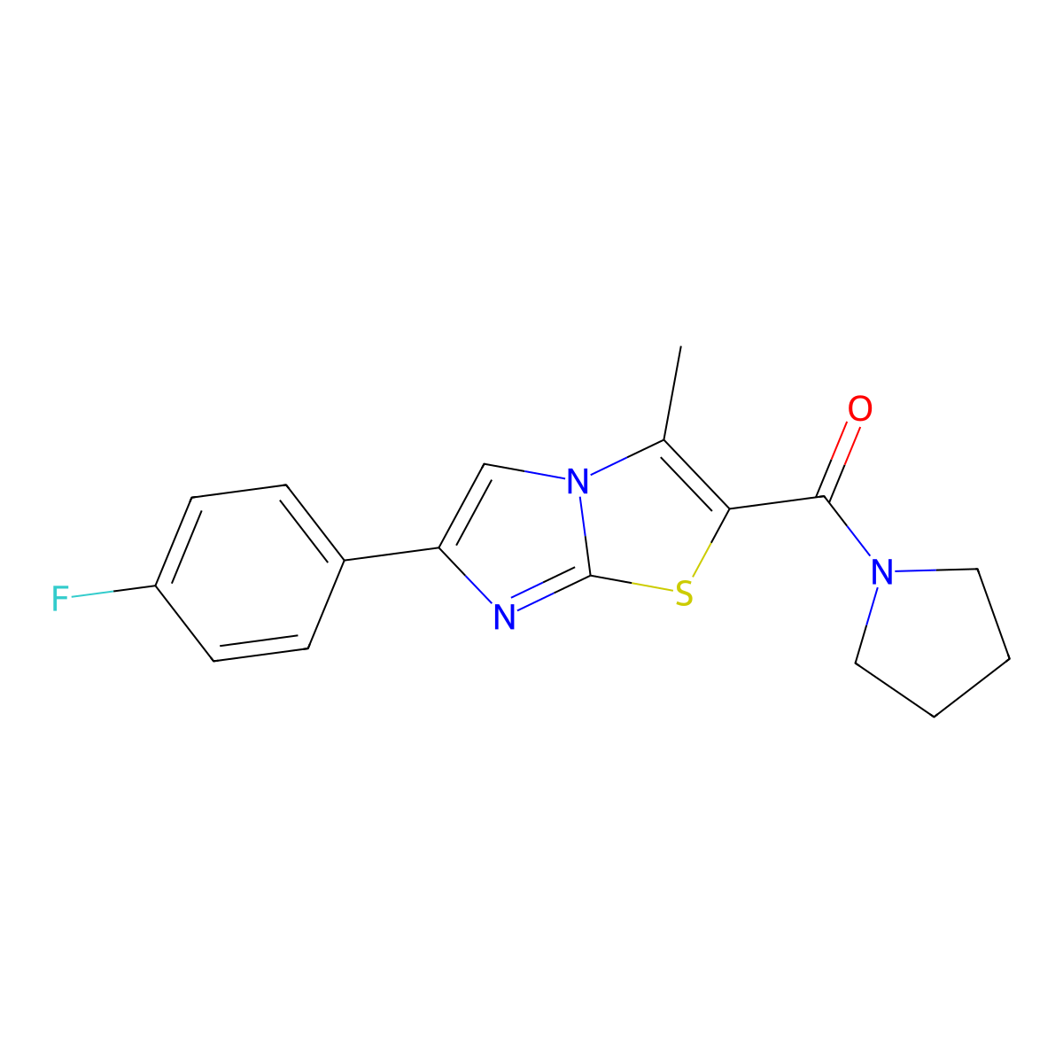 [6-(4-Fluorophenyl)-3-methylimidazo[2,1-b][1,3]thiazol-2-yl]-pyrrolidin-1-ylmethanone molecular structure, CAS 852133-75-6