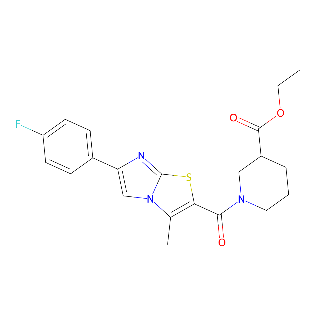 Ethyl 1-[6-(4-fluorophenyl)-3-methylimidazo[2,1-b][1,3]thiazole-2-carbonyl]piperidine-3-carboxylate molecular structure, CAS 852133-79-0