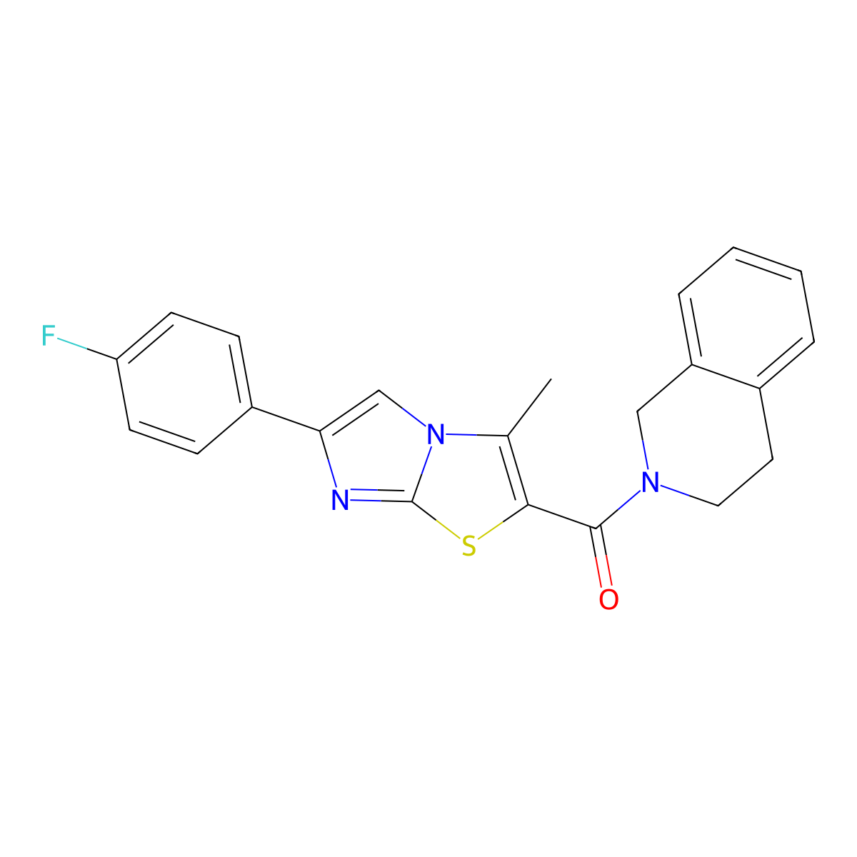 (3,4-dihydroisoquinolin-2(1H)-yl)(6-(4-fluorophenyl)-3-methylimidazo[2,1-b]thiazol-2-yl)methanone molecular structure, CAS 852133-93-8