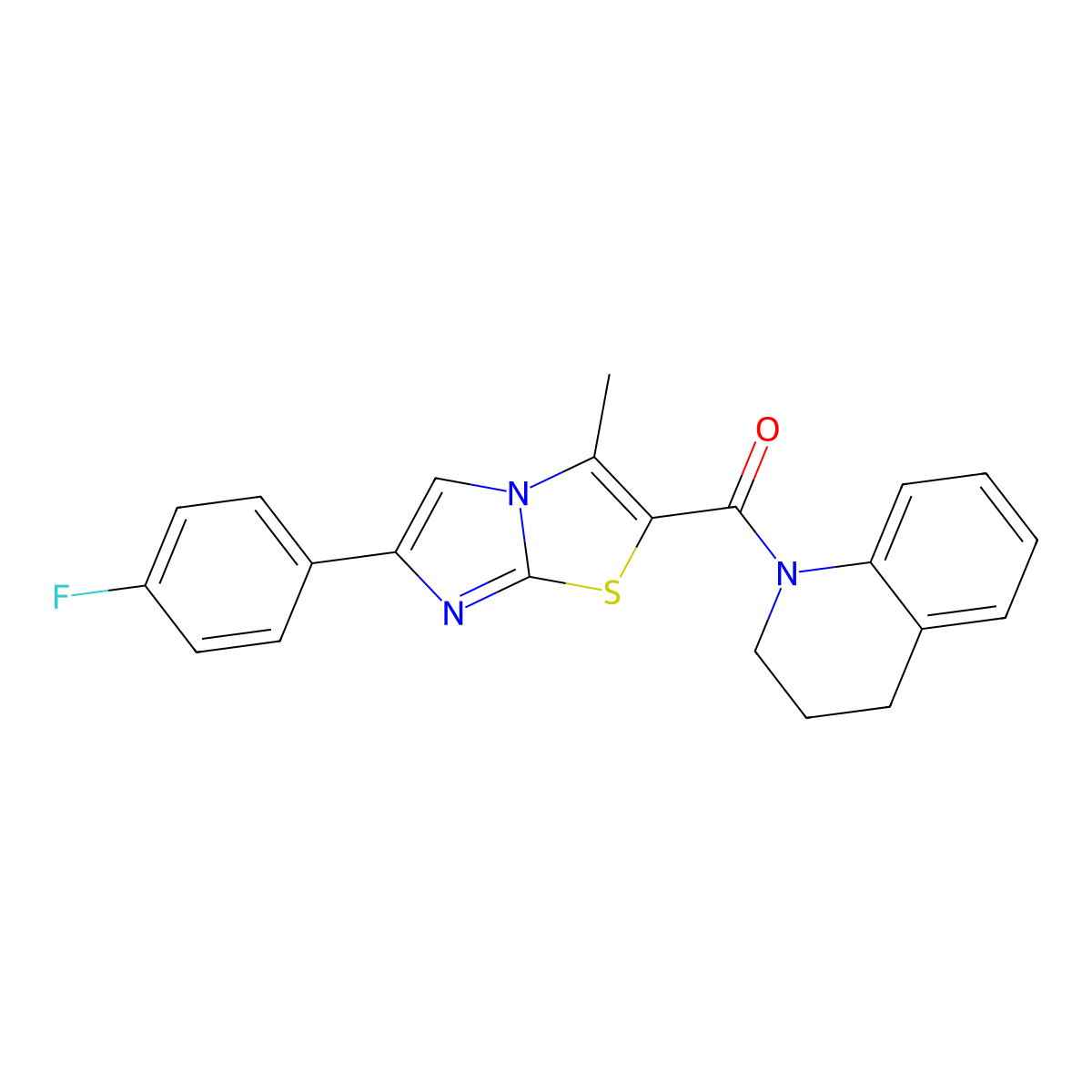 (3,4-dihydroquinolin-1(2H)-yl)(6-(4-fluorophenyl)-3-methylimidazo[2,1-b]thiazol-2-yl)methanone molecular structure, CAS 852133-96-1
