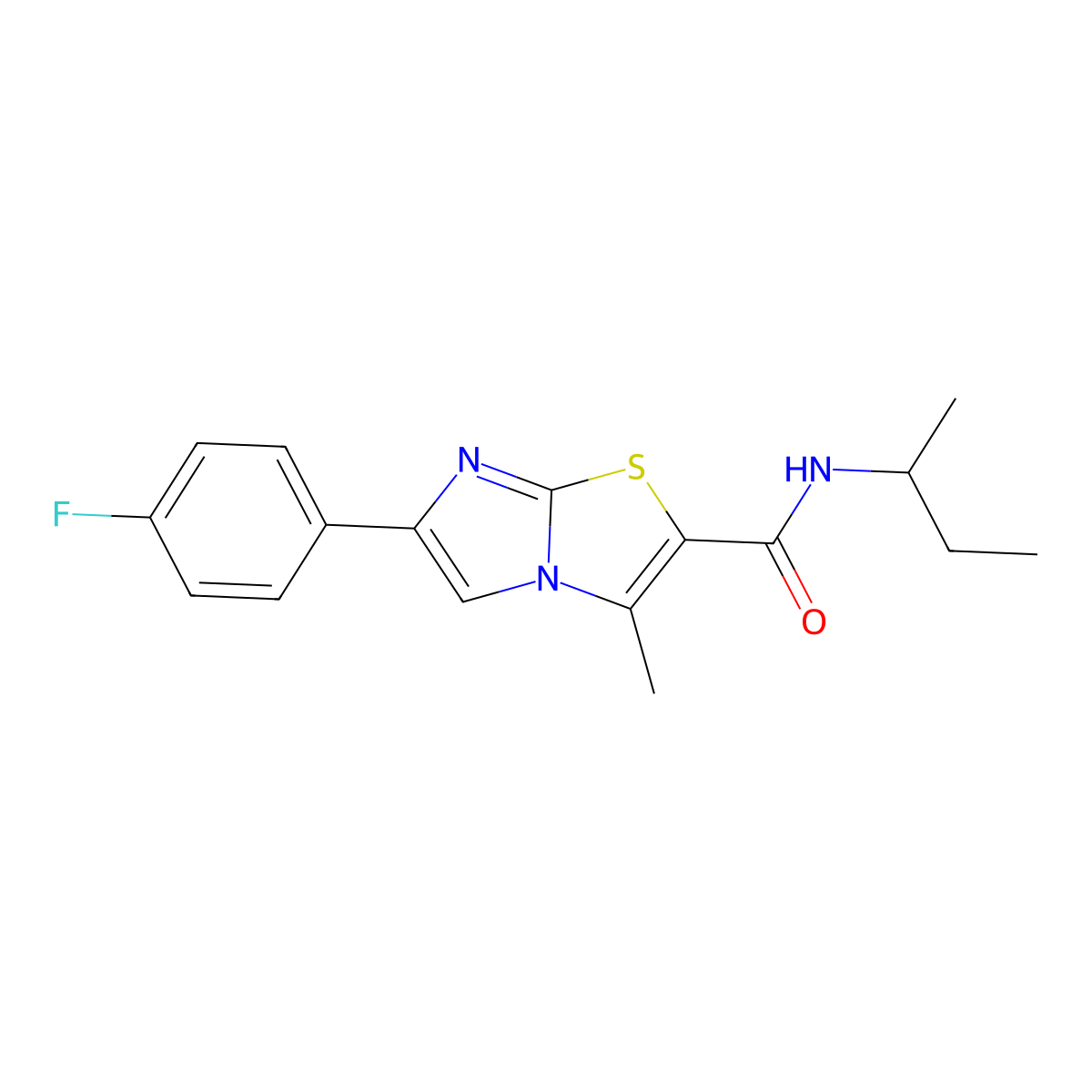 N-(sec-butyl)-6-(4-fluorophenyl)-3-methylimidazo[2,1-b]thiazole-2-carboxamide molecular structure, CAS 852134-00-0