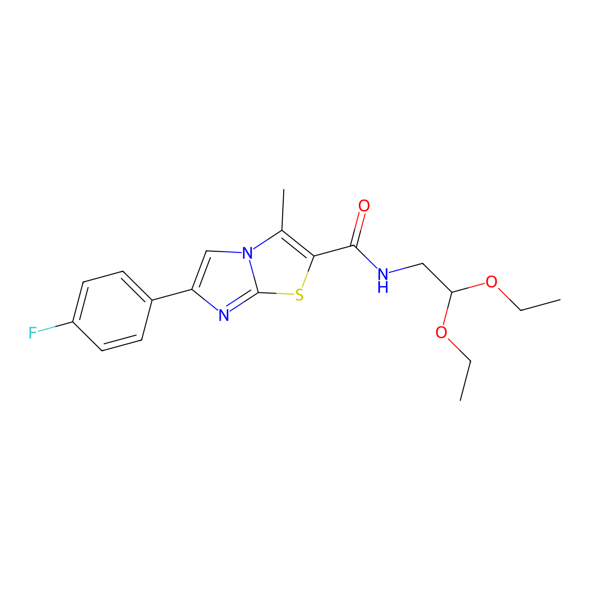 N-(2,2-diethoxyethyl)-6-(4-fluorophenyl)-3-methylimidazo[2,1-b][1,3]thiazole-2-carboxamide molecular structure, CAS 852134-04-4