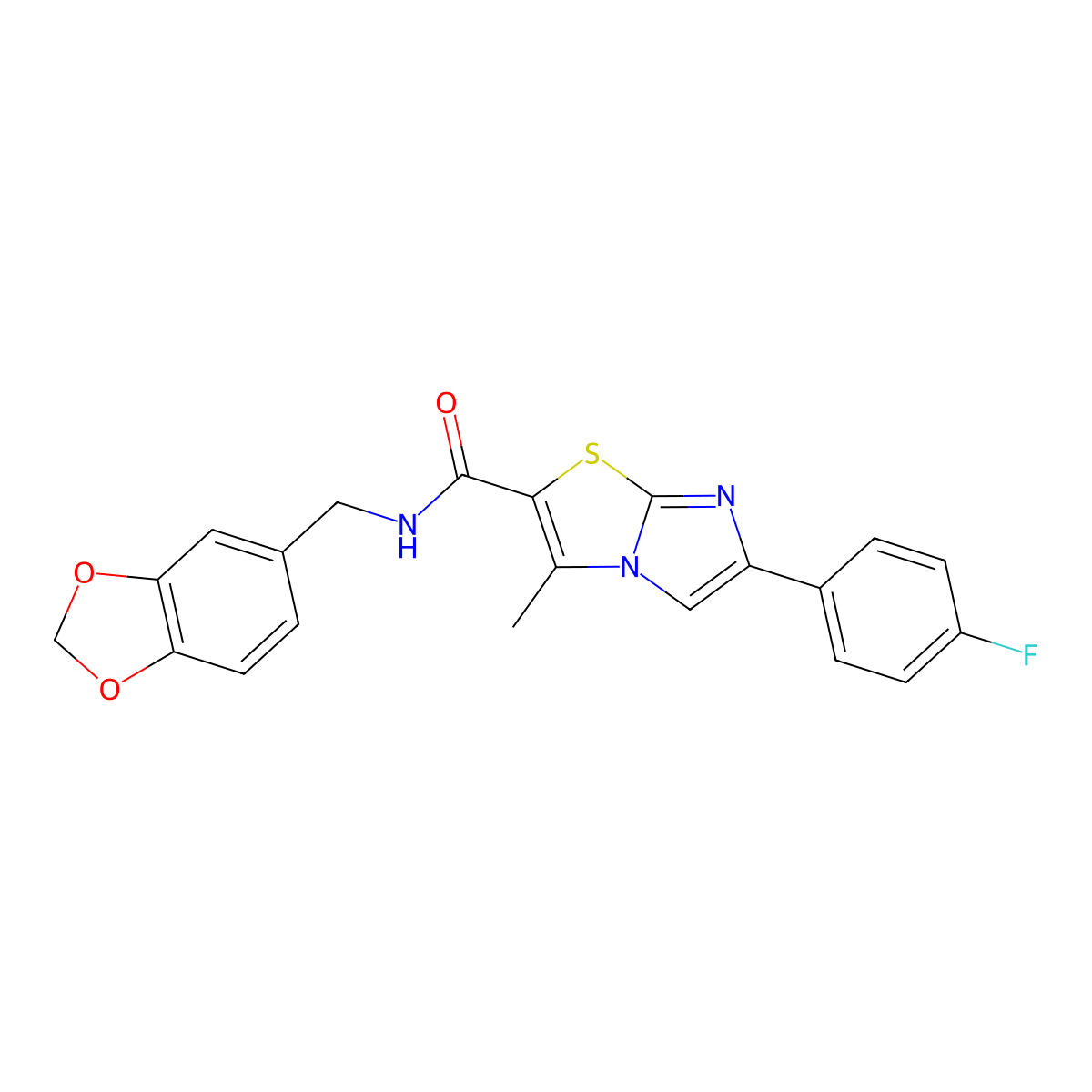 N-[(2H-1,3-benzodioxol-5-yl)methyl]-6-(4-fluorophenyl)-3-methylimidazo[2,1-b][1,3]thiazole-2-carboxamide molecular structure, CAS 852134-14-6