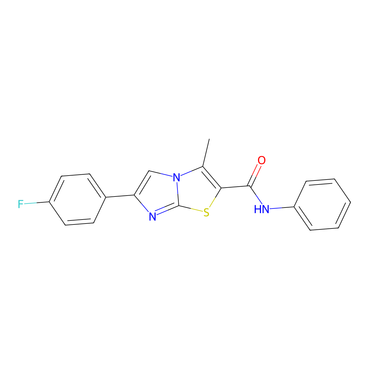 6-(4-fluorophenyl)-3-methyl-N-phenylimidazo[2,1-b][1,3]thiazole-2-carboxamide molecular structure, CAS 852134-19-1