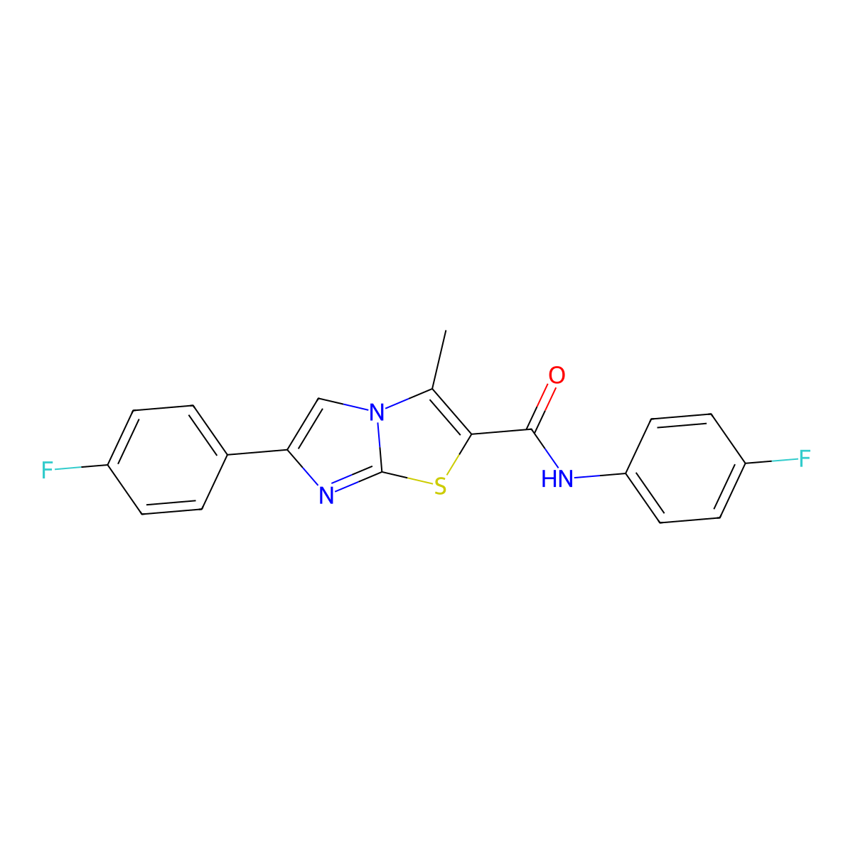 N,6-bis(4-fluorophenyl)-3-methylimidazo[2,1-b][1,3]thiazole-2-carboxamide molecular structure, CAS 852134-21-5