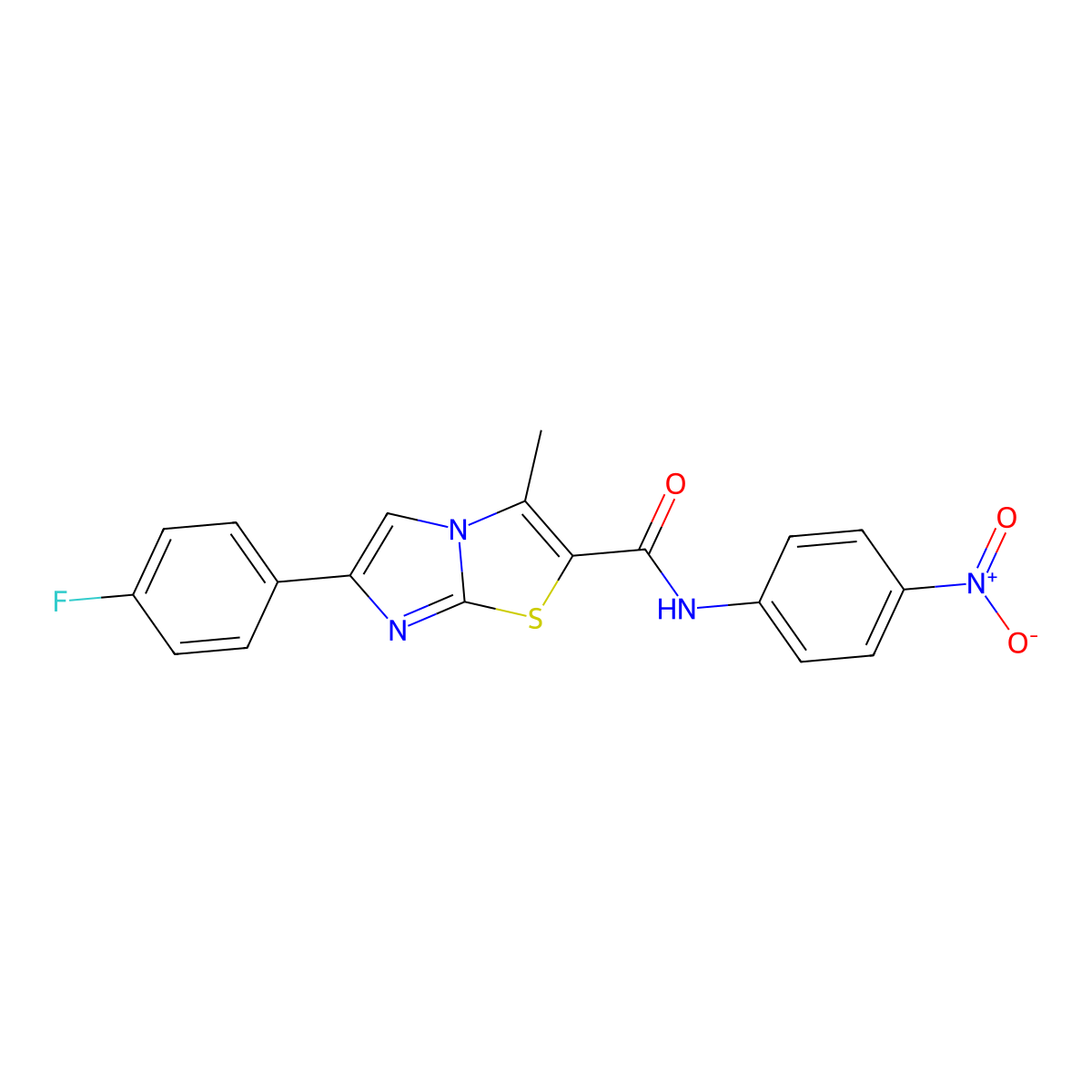 6-(4-fluorophenyl)-3-methyl-N-(4-nitrophenyl)imidazo[2,1-b][1,3]thiazole-2-carboxamide molecular structure, CAS 852134-22-6
