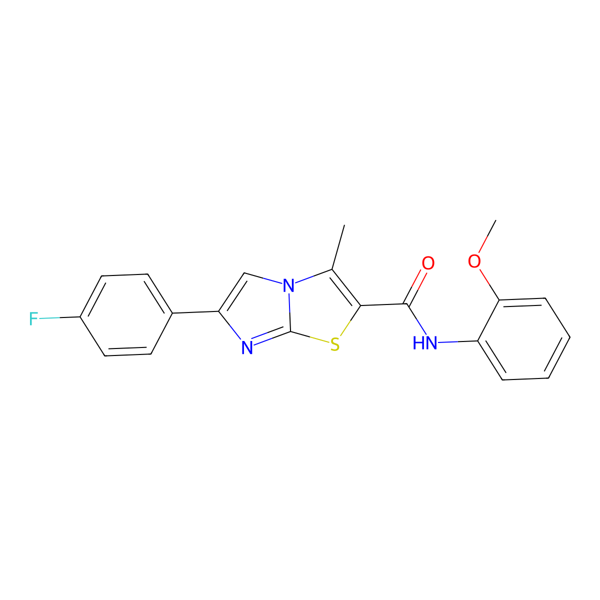 6-(4-fluorophenyl)-N-(2-methoxyphenyl)-3-methylimidazo[2,1-b][1,3]thiazole-2-carboxamide molecular structure, CAS 852134-23-7
