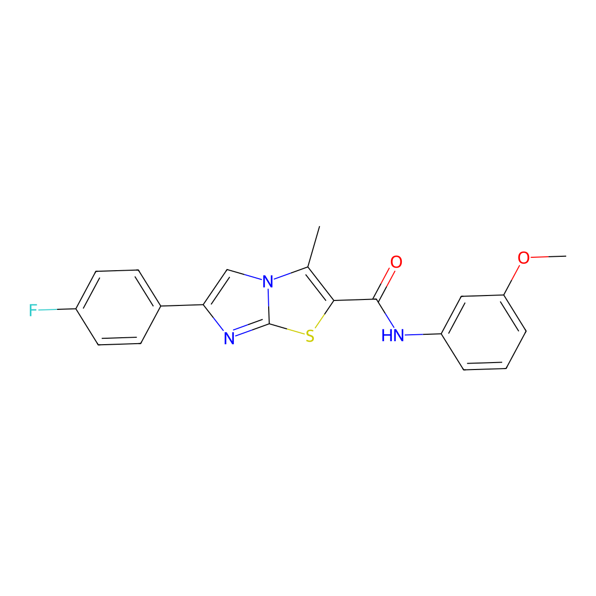 6-(4-fluorophenyl)-N-(3-methoxyphenyl)-3-methylimidazo[2,1-b][1,3]thiazole-2-carboxamide molecular structure, CAS 852134-24-8