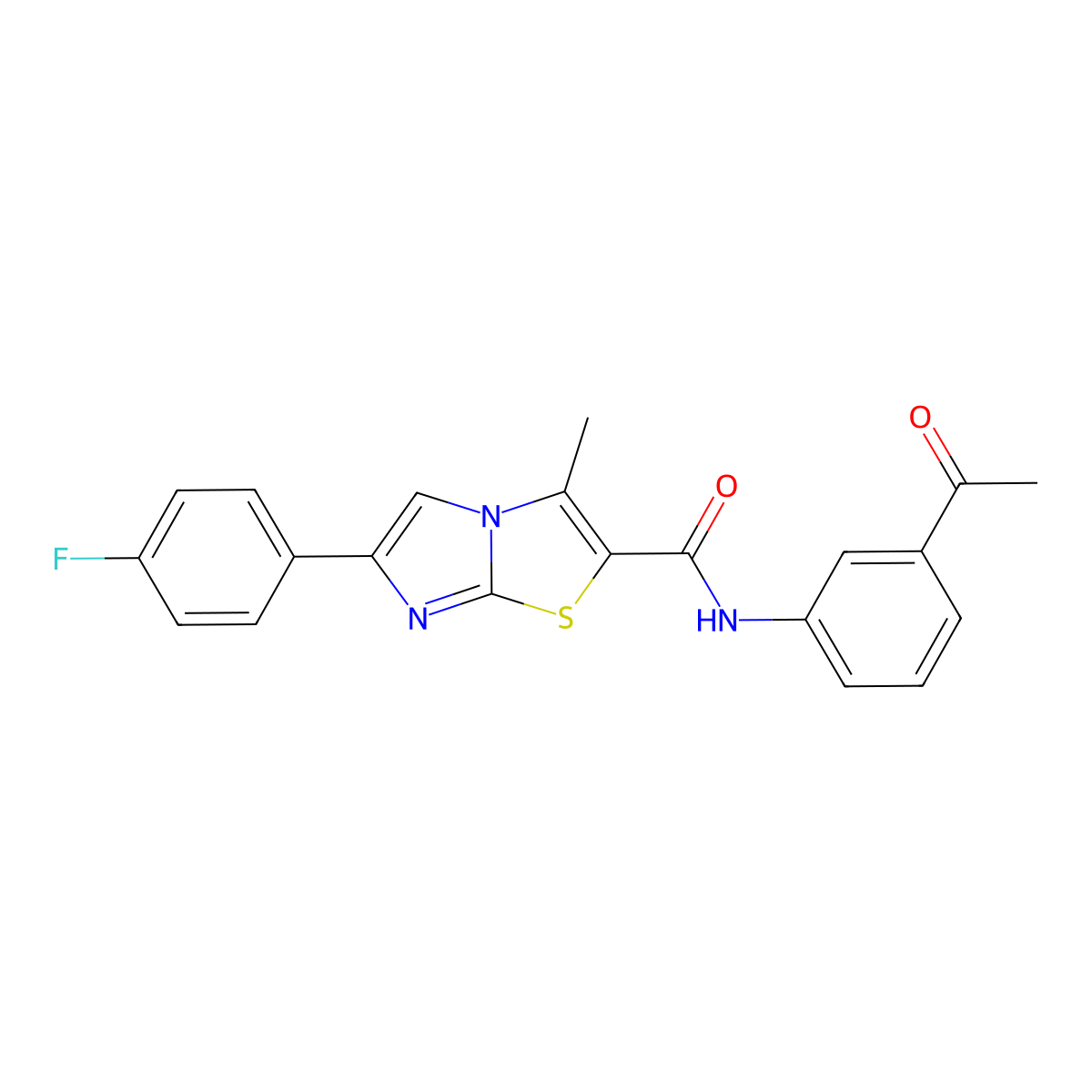 N-(3-acetylphenyl)-6-(4-fluorophenyl)-3-methylimidazo[2,1-b]thiazole-2-carboxamide molecular structure, CAS 852134-28-2