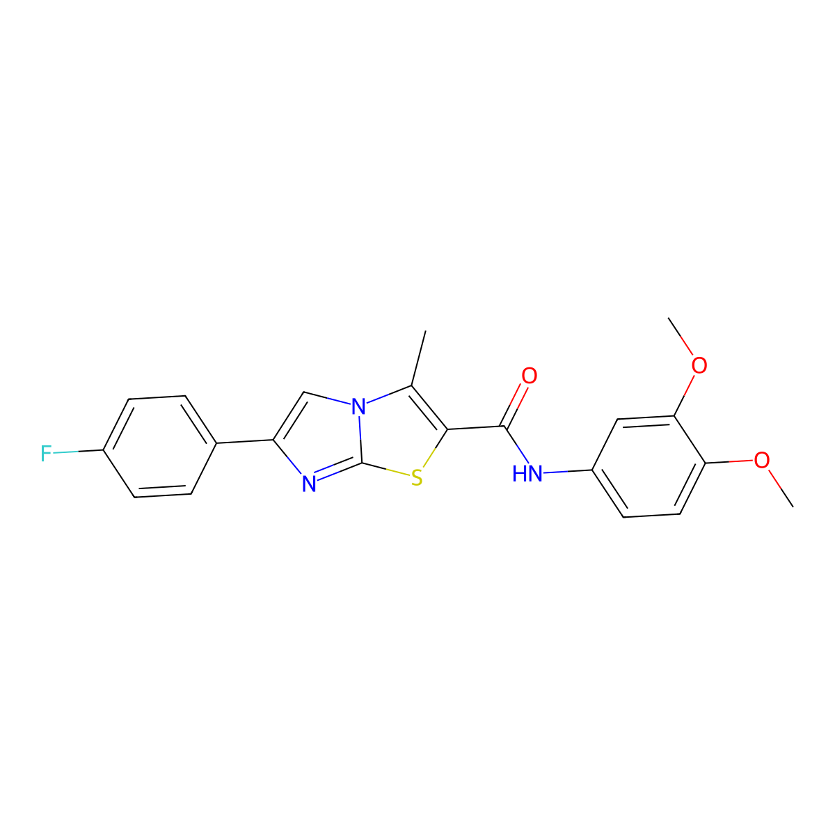 N-(3,4-dimethoxyphenyl)-6-(4-fluorophenyl)-3-methylimidazo[2,1-b][1,3]thiazole-2-carboxamide molecular structure, CAS 852134-34-0