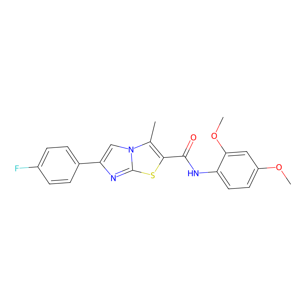 N-(2,4-dimethoxyphenyl)-6-(4-fluorophenyl)-3-methylimidazo[2,1-b][1,3]thiazole-2-carboxamide molecular structure, CAS 852134-35-1