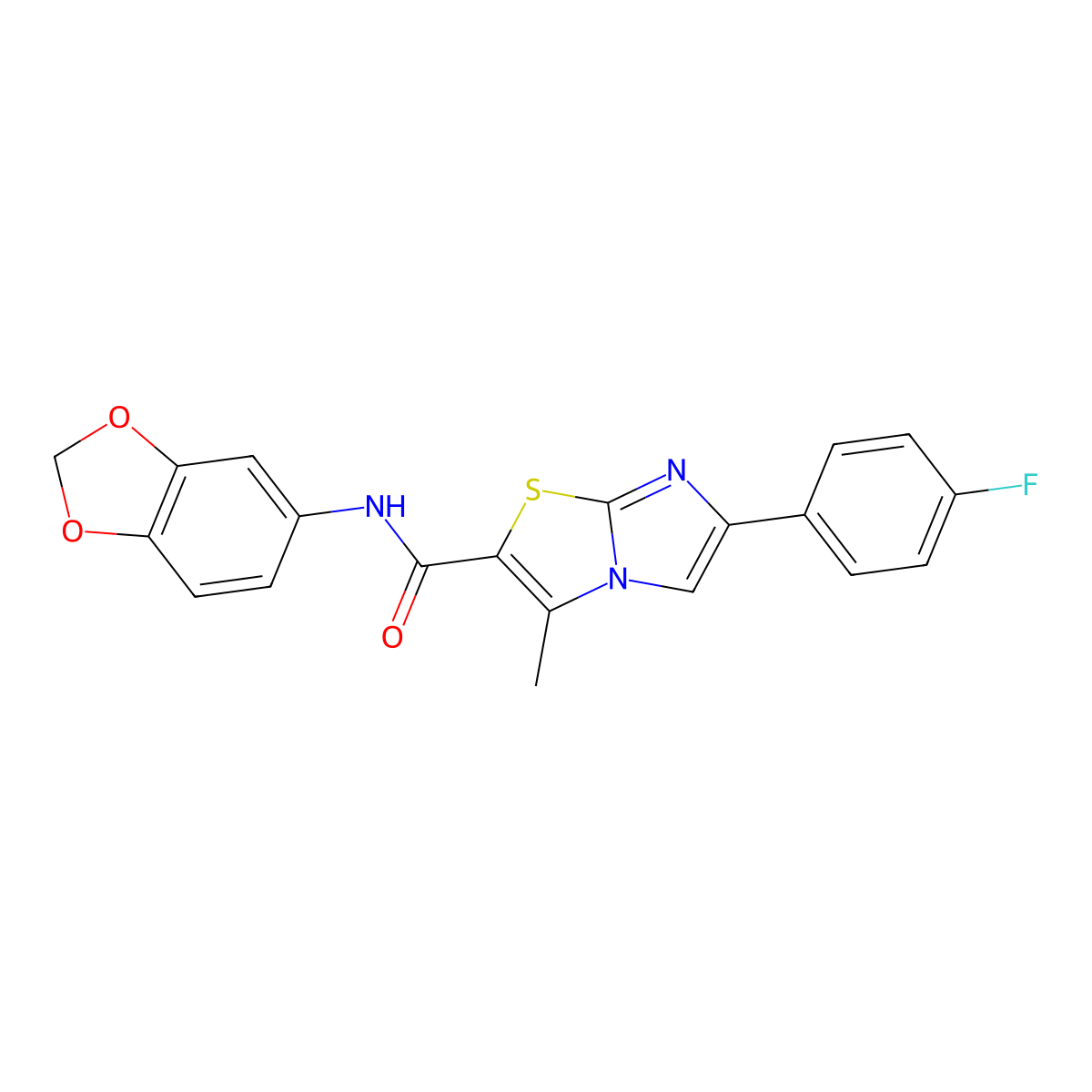 N-(benzo[d][1,3]dioxol-5-yl)-6-(4-fluorophenyl)-3-methylimidazo[2,1-b]thiazole-2-carboxamide molecular structure, CAS 852134-37-3