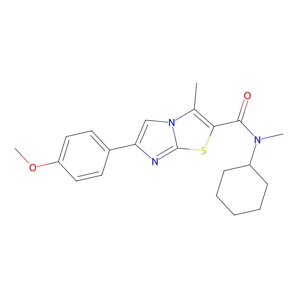 N-cyclohexyl-6-(4-methoxyphenyl)-N,3-dimethylimidazo[2,1-b][1,3]thiazole-2-carboxamide molecular structure, CAS 852134-48-6
