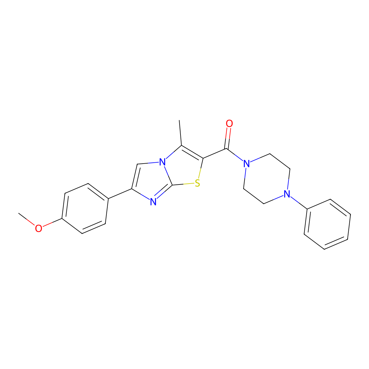 (6-(4-Methoxyphenyl)-3-methylimidazo[2,1-b]thiazol-2-yl)(4-phenylpiperazin-1-yl)methanone molecular structure, CAS 852134-53-3