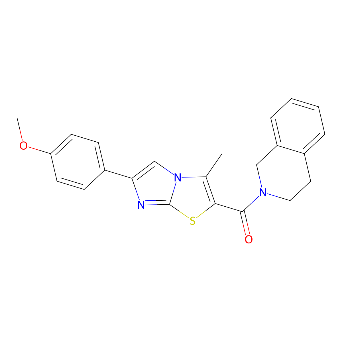 3,4-dihydro-1H-isoquinolin-2-yl-[6-(4-methoxyphenyl)-3-methylimidazo[2,1-b][1,3]thiazol-2-yl]methanone molecular structure, CAS 852134-61-3