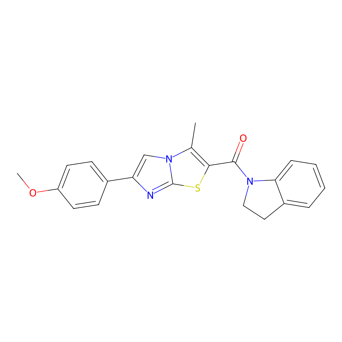 Indolin-1-yl(6-(4-methoxyphenyl)-3-methylimidazo[2,1-b]thiazol-2-yl)methanone molecular structure, CAS 852134-62-4
