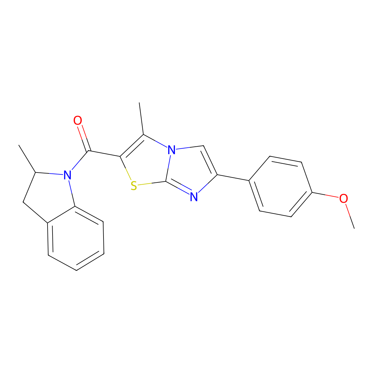 (6-(4-Methoxyphenyl)-3-methylimidazo[2,1-b]thiazol-2-yl)(2-methylindolin-1-yl)methanone molecular structure, CAS 852134-63-5