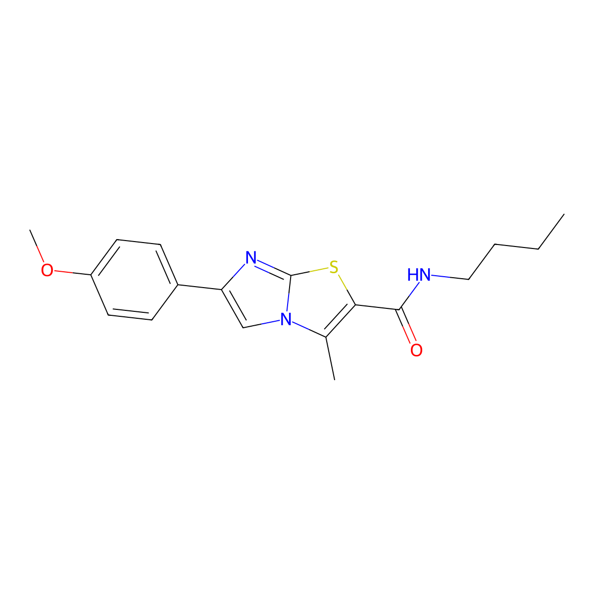 N-butyl-6-(4-methoxyphenyl)-3-methylimidazo[2,1-b][1,3]thiazole-2-carboxamide molecular structure, CAS 852134-67-9