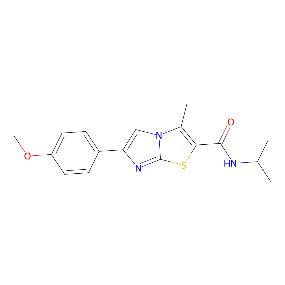 N-isopropyl-6-(4-methoxyphenyl)-3-methylimidazo[2,1-b][1,3]thiazole-2-carboxamide molecular structure, CAS 852134-68-0