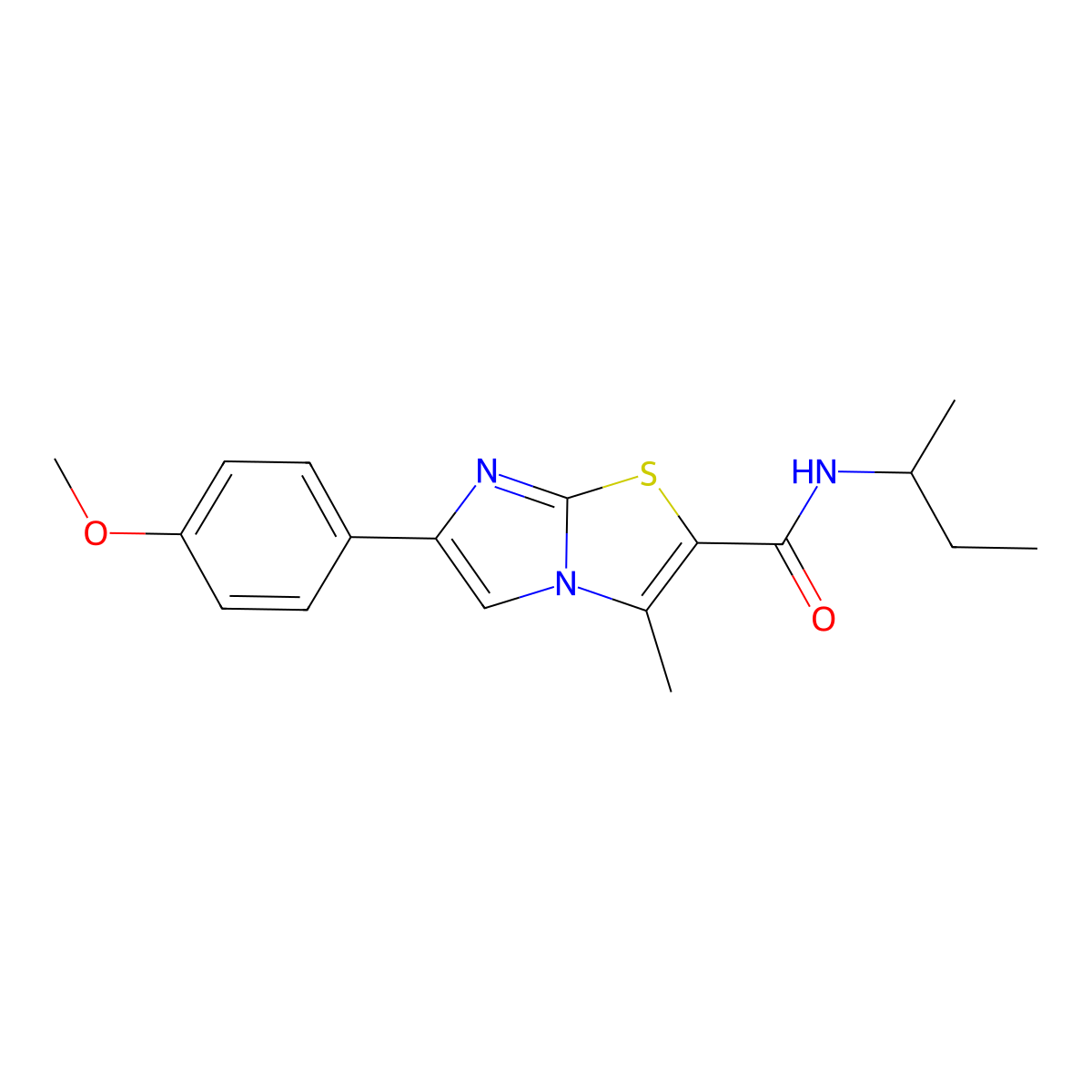 N-(sec-butyl)-6-(4-methoxyphenyl)-3-methylimidazo[2,1-b]thiazole-2-carboxamide molecular structure, CAS 852134-70-4