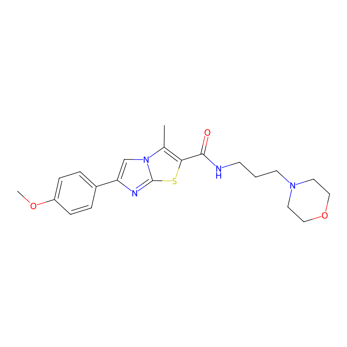6-(4-methoxyphenyl)-3-methyl-N-(3-morpholinopropyl)imidazo[2,1-b]thiazole-2-carboxamide molecular structure, CAS 852134-76-0