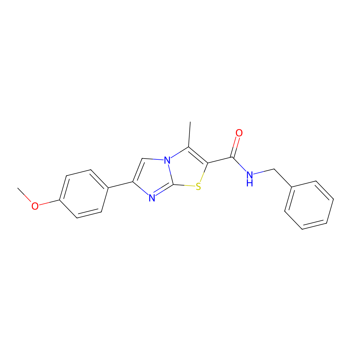 N-benzyl-6-(4-methoxyphenyl)-3-methylimidazo[2,1-b]thiazole-2-carboxamide molecular structure, CAS 852134-79-3