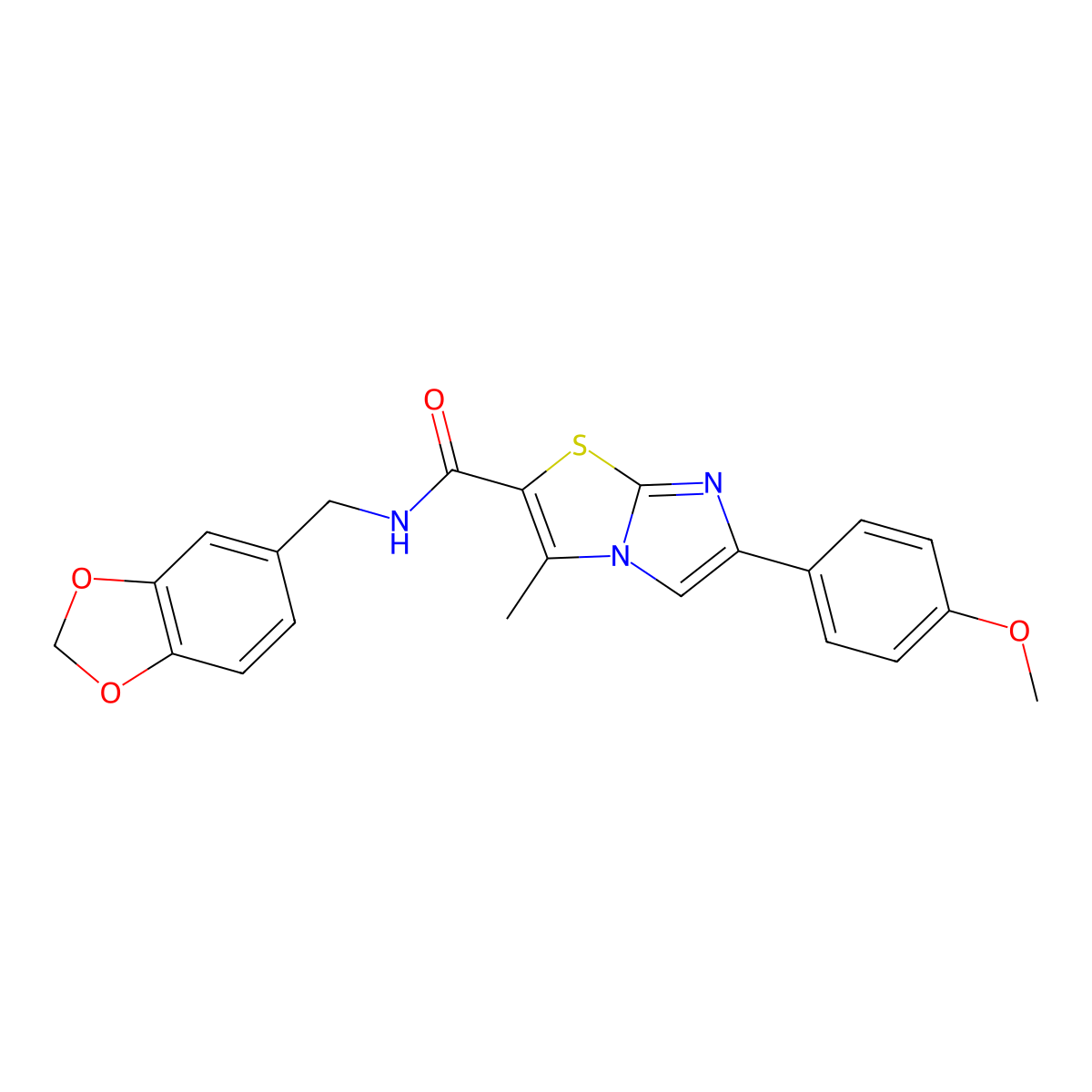 N-(1,3-benzodioxol-5-ylmethyl)-6-(4-methoxyphenyl)-3-methylimidazo[2,1-b][1,3]thiazole-2-carboxamide molecular structure, CAS 852134-81-7