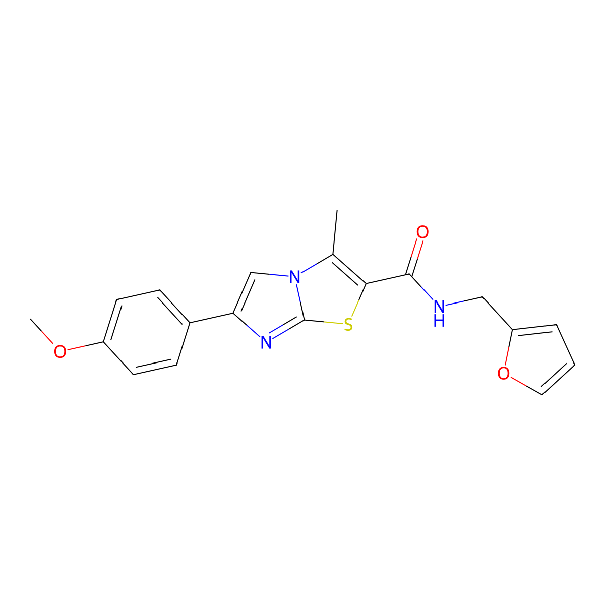 N-[(furan-2-yl)methyl]-6-(4-methoxyphenyl)-3-methylimidazo[2,1-b][1,3]thiazole-2-carboxamide molecular structure, CAS 852134-84-0