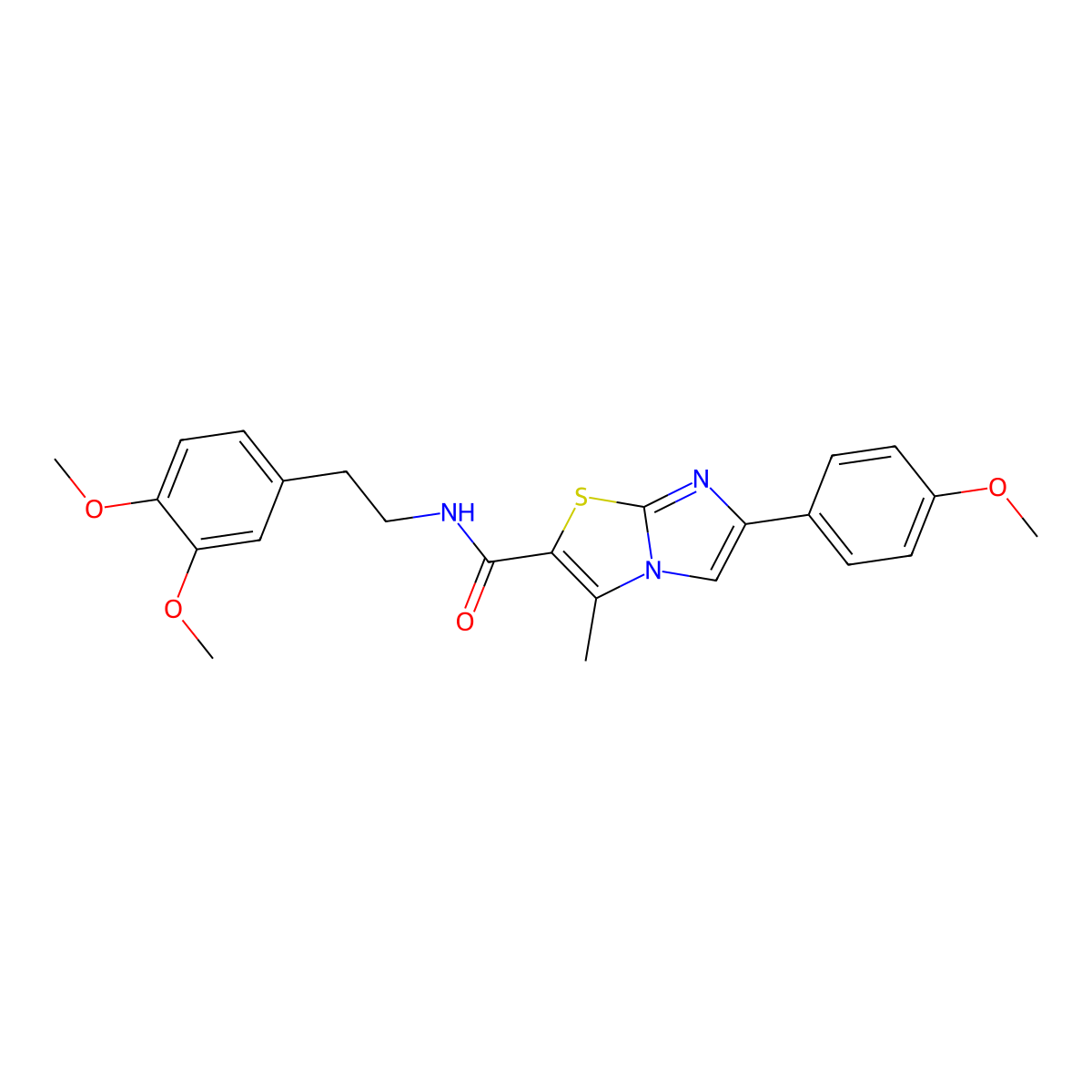 N-[2-(3,4-dimethoxyphenyl)ethyl]-6-(4-methoxyphenyl)-3-methylimidazo[2,1-b][1,3]thiazole-2-carboxamide molecular structure, CAS 852134-86-2