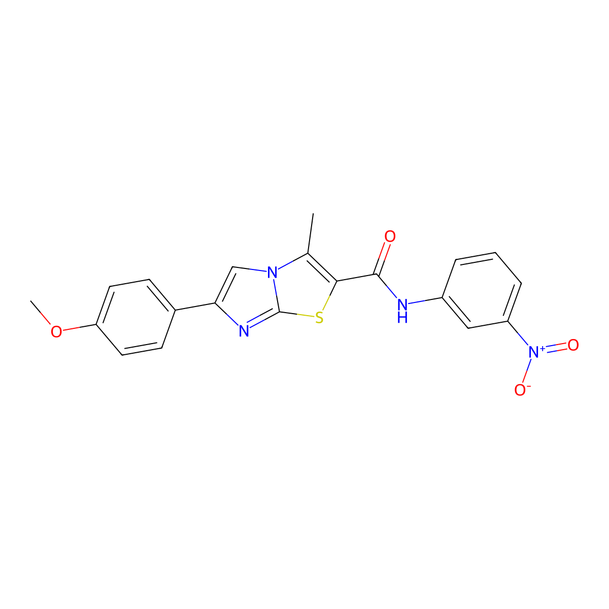 6-(4-methoxyphenyl)-3-methyl-N-(3-nitrophenyl)imidazo[2,1-b][1,3]thiazole-2-carboxamide molecular structure, CAS 852134-91-9