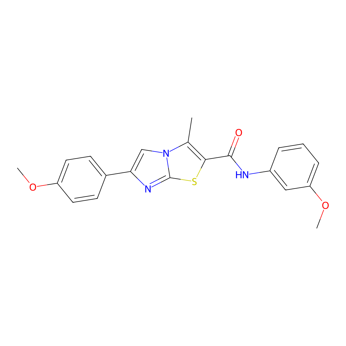 N-(3-methoxyphenyl)-6-(4-methoxyphenyl)-3-methylimidazo[2,1-b][1,3]thiazole-2-carboxamide molecular structure, CAS 852134-93-1