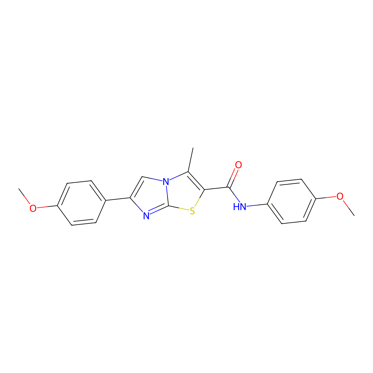 N,6-bis(4-methoxyphenyl)-3-methylimidazo[2,1-b][1,3]thiazole-2-carboxamide molecular structure, CAS 852134-94-2