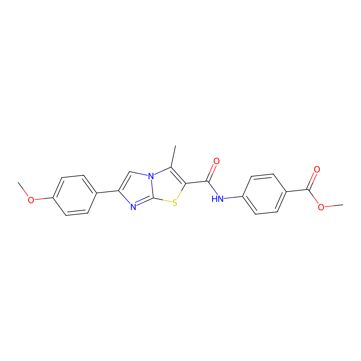 Methyl 4-[6-(4-methoxyphenyl)-3-methylimidazo[2,1-B][1,3]thiazole-2-amido]benzoate molecular structure, CAS 852135-00-3